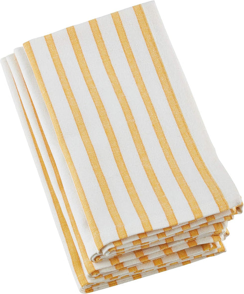 Saro Lifestyle Striped Design Cotton Table Napkin, Set of 4, 20", Yellow