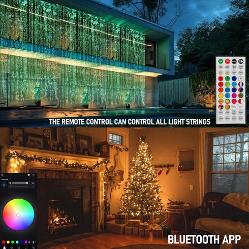 66FT 200 Dazzle Bright Smart Color Changing Christmas Lights, LED RGB String Lights with Remote & App Controlled