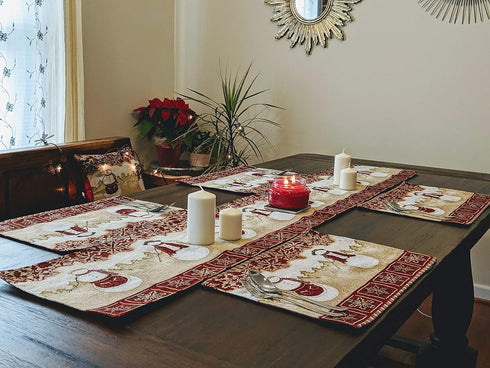 Tache Home Fashion Mrs. Snowman Tapestry Table Runner, 13x54