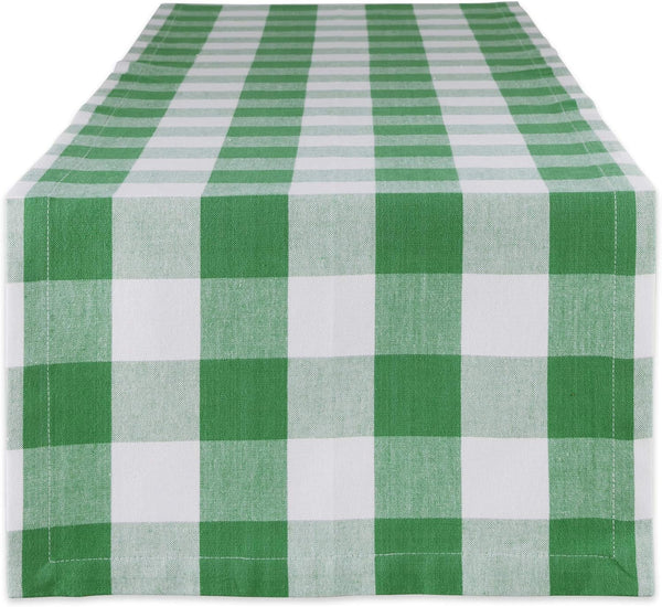 DII Buffalo Check Collection Classic Farmhouse Table Runner, 14x72, Green & White