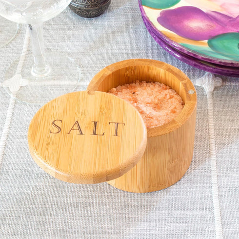 Totally Bamboo Salt Cellar – Wooden Salt Box with Magnetic Lid, 6 oz Capacity for Countertop Storage
