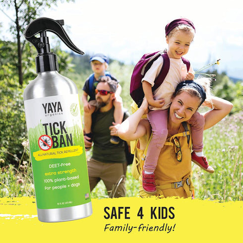 Yaya Organics All Natural Extra Strength Tick Repellent DEET Free - 16 Ounce Spray Bottle