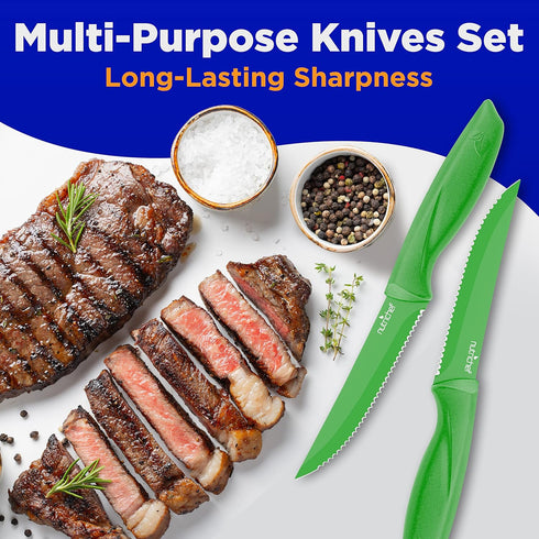 8 Piece Kitchen Knife Set, Multi-purpose Unbreakable Ergonomic Non-stick Stainless Steel Steak Knives