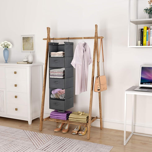6 Closet Closet 2 (Grey-D3) MAX Houser Tier Shelf Hanging Organizer, Hanging Shelf with Sturdy Hooks for Storage