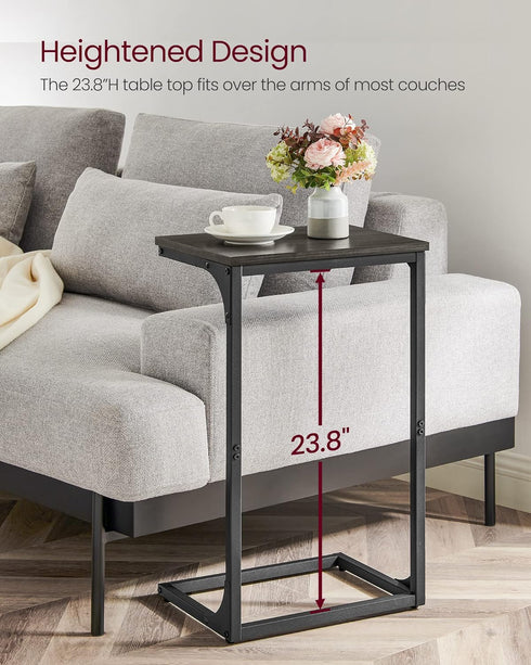 Set 2, ULET355B42 VASAGLE C-Shaped End Table, of Side Table for Sofa, Couch Table with Metal Frame, Small TV Tray Table