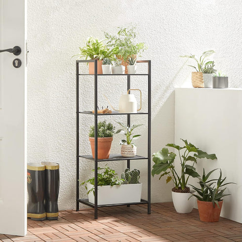 4-Tier UBSC034B01 SONGMICS Storage Rack, Bathroom Shelf, Extendable Plant Stand with Adjustable Shelf, for Bathroom