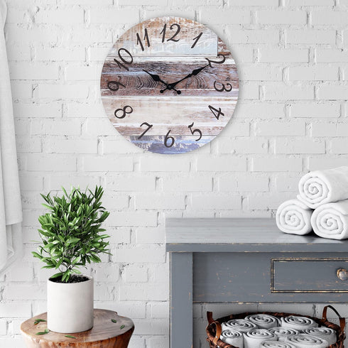 Stonebriar Vintage Farmhouse 14 Inch Round Hanging Wall Clock, Battery Operated