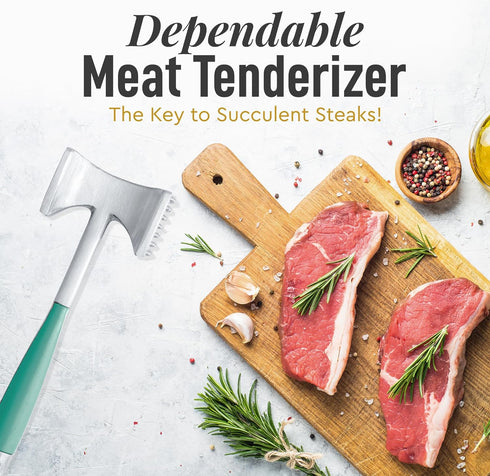 Zulay Professional Meat Tenderizer Tool - Heavy Duty 10” Mint Dual Sided Mallet with Comfort Grip Handle