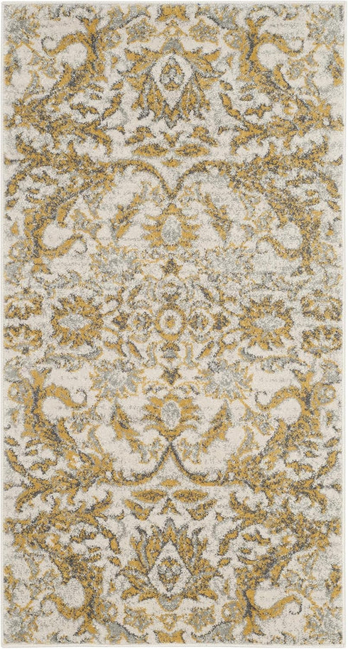 SAFAVIEH Evoke Collection 2'2" x 4' Ivory/Gold EVK238S Non-Shedding Accent Rug for Living Room Bedroom