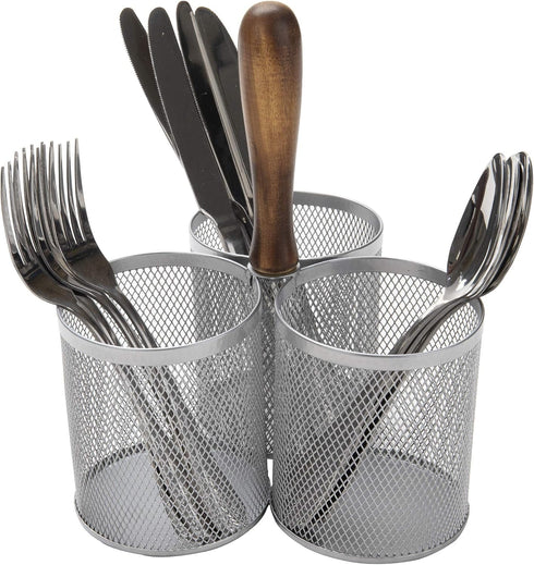 Mind Reader Silverware Holder - Utensil Organizer Caddy - Metal Mesh - 7.5" L x 7.5" W x 9.75" H - Silver