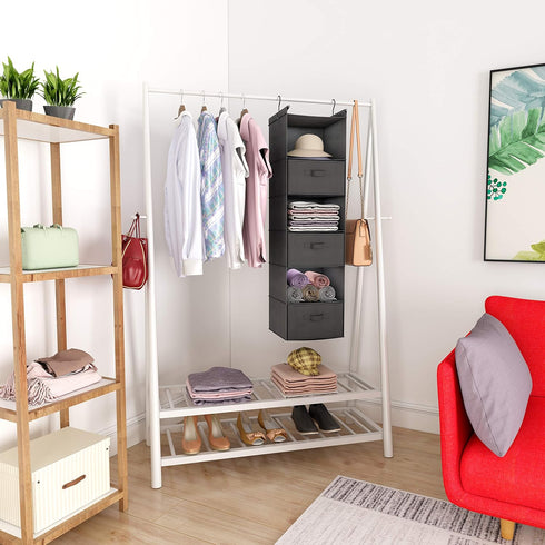 6 Closet Closet 2 (Grey-D3) MAX Houser Tier Shelf Hanging Organizer, Hanging Shelf with Sturdy Hooks for Storage