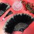 2 Pieces Feather Hand Fan Embroidered Flower Marabou 1920s for Costume Party Dancing Photoshoot Wedding Decor