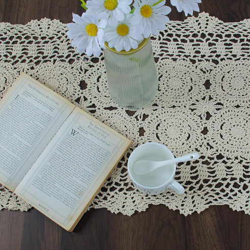 15 60 inch kilofly Handmade Crochet Cotton Lace Table Runner Tablecloth, x