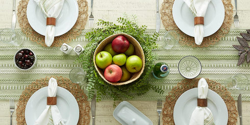DII Farmhouse Braided Stripe Table Runner Collection, 15x72, Antique Green