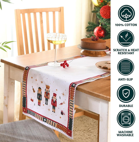 72 Inches 100% Folkulture Christmas Table Runner Long | Cotton Boho Plaid for Xmas Dining, Coffee Tables,Boho Decor |