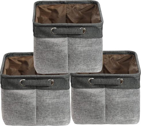 Simple Houseware Large Decorative Fabric Storage Bin, 3 Pack, Dark Grey for Nursery Organization