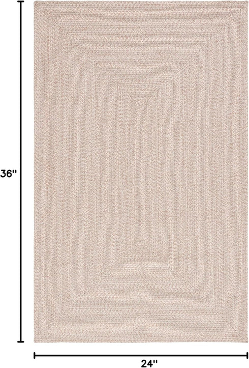 2' 3', (BRA201B) SAFAVIEH Washable Rug Outdoor Braided Collection - x Natural, Handmade & Reversible, Non-Shedding