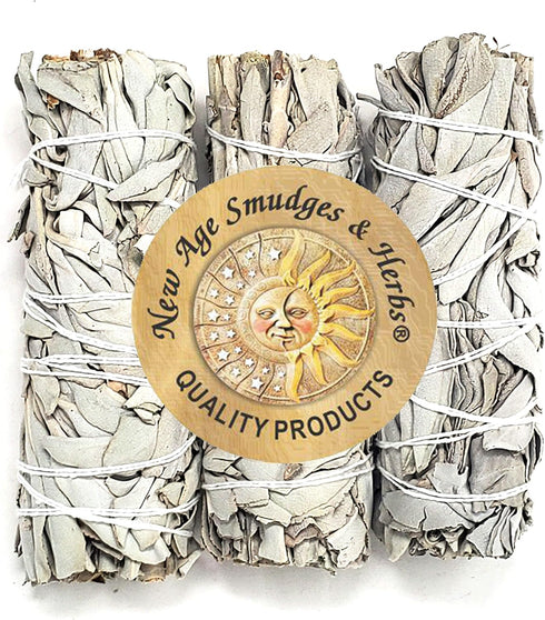 (Pack of 3) New Age Smudges & Herbs - Premium California White Sage Incense, 4 Inches