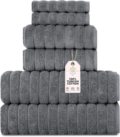 Classic Turkish Towels CTT - Luxury 6 Piece Towel Set, 100% Turkish