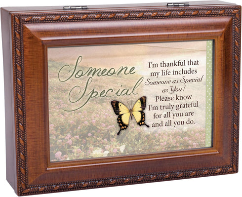 Charming Woodgrain Jewelry Music Box for Someone Special - Plays Wonderful World