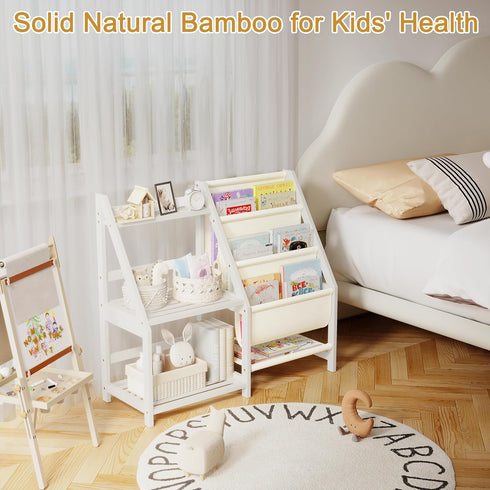 3 BAMBANG Kids Bookshelf with Storage, Tier Toddler Book Shelf, Small Kids Bookcase, Montessori Bookshelf Baby Bookcase
