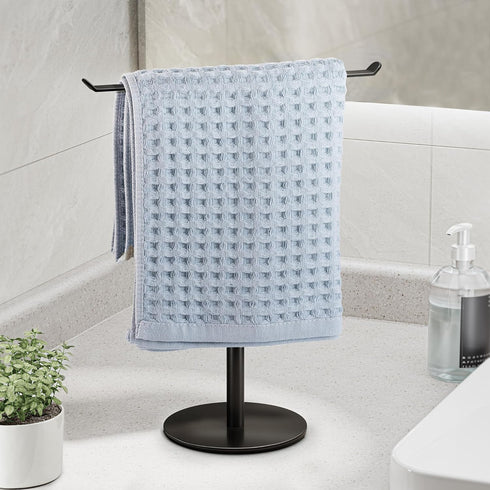 Towel Rack T-Shape Hand Holder for Bathroom, Lightweight Bathroom Racks, Kitchen Black Holder, Stainless Steel Counter