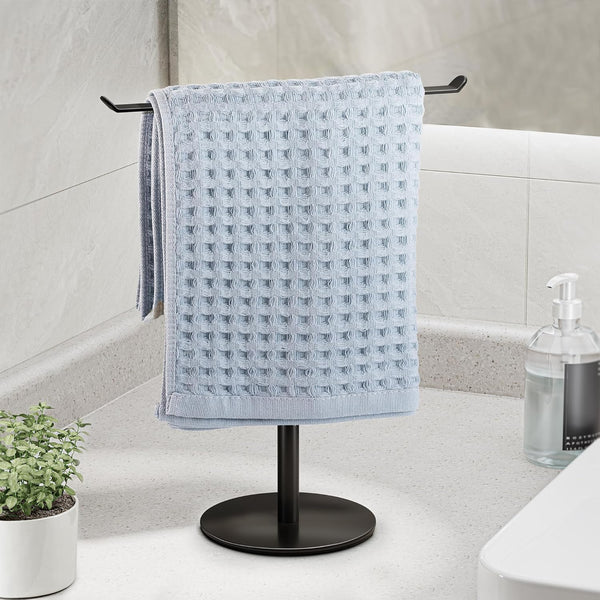 Towel Rack T-Shape Hand Holder for Bathroom, Lightweight Bathroom Racks, Kitchen Black Holder, Stainless Steel Counter