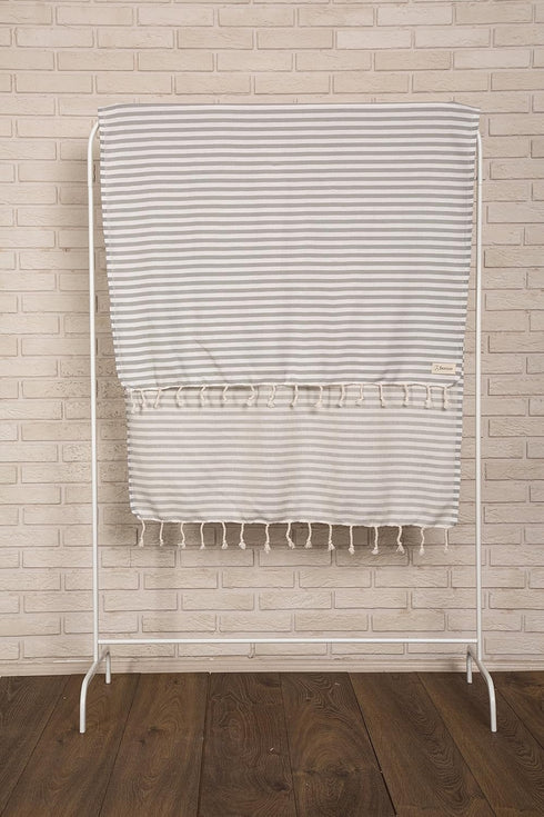 Bersuse 100% Cotton Malibu Turkish Towel – 37x70 Inches, Silver Gray.