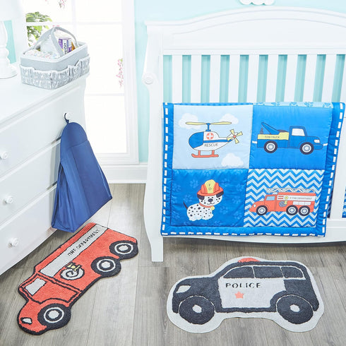 30x20 100% Hand Tufted Police Car Bedroom or Bathroom Rug - in; Cotton Kids Bathroom Mat; Decorative Kids Area Rug