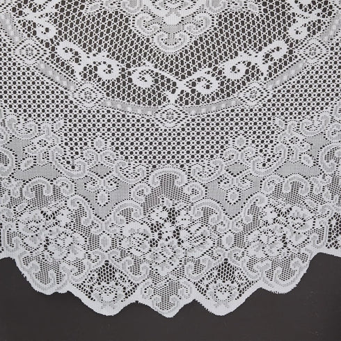 Juvale Round White Lace Tablecloth - Polyester Table Cover for Wedding Reception, Vintage Round Cover with Scalloped