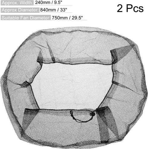 MECCANIXITY Mesh Electric Fan Dust Cover 29.5 Inch Protection Cover Washable Dustproof Finger Protector Net, Black Pack of 2