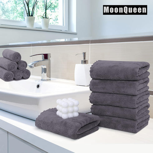 6 Pack 16 28 inches MOONQUEEN Premium Hand Towels - Quick Drying - Microfiber Coral Velvet Highly Absorbent Towels