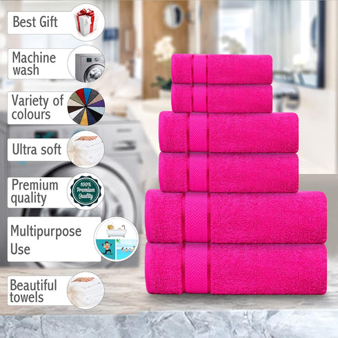 Set -100% 2 2 2 6 Bath Towels Cotton - Bath, Hand & Washcloths - Large, Thick, Fluffy, Absorbent, Quick Dry, Soft