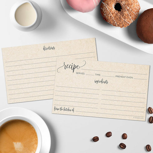 321Done Set of 50 Small Recipe Cards 3x5, Modern Scribble Kraft Tan Rustic Boho for Wedding, Made in USA