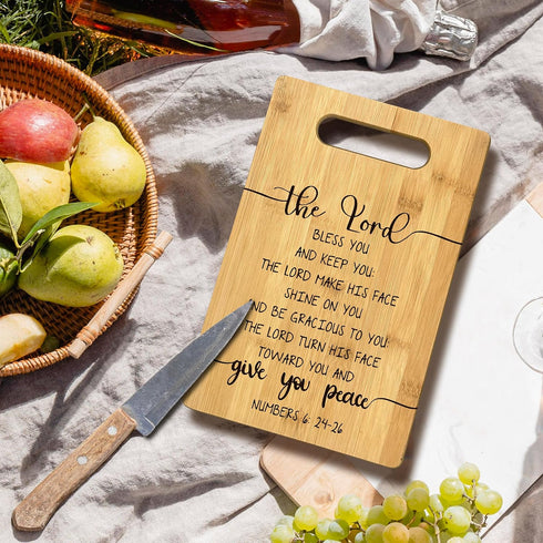 Christian Religious Gifts For Women, Bamboo Cutting Board Decor with The Lord Bless You And Keep You Scripture