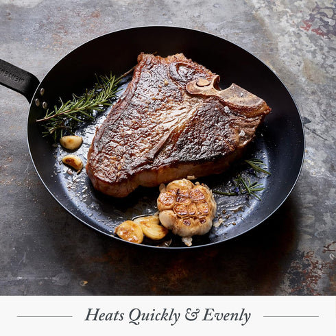Merten & Storck Pre-Seasoned Carbon Steel 12" Frying Pan Skillet - Lightweight, Durable for Indoor Outdoor Cooking