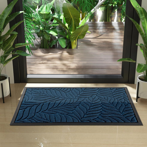 Yimobra 29.5x17 Inch Sturdy Leaf Door Mat, Heavy Duty Welcome Mat for Home Entrance Outdoor Indoor, Garage Office