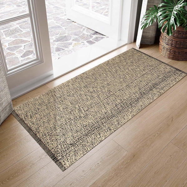 LEEVAN Washable Kitchen Rug 2' x 4.3', Natural Bathroom Runner, Reversible Small Hallway Rug for Foyer Laundry Decor