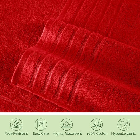 4 6-Piece Set 100% 2 2 2 Set, Elegant Comfort Lines Viscose Stripe Premium Towel - Turkish Cotton High Absorbent Luxury