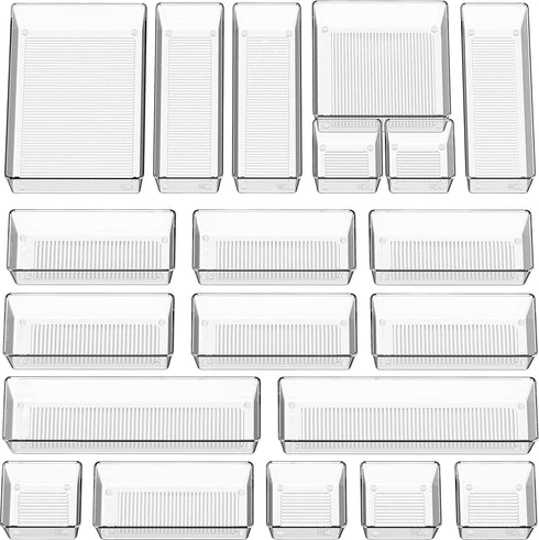 Simple Houseware 20-Pack Clear Plastic Drawer Organizers (6S, 7M, 5L, 1 XL, 1XXL) for Home and Office Storage