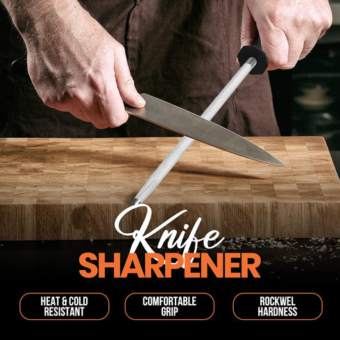 Utopia Kitchen 10 Inch Honing Steel Knife - Sharpening Steel Sharpening Rod, Black