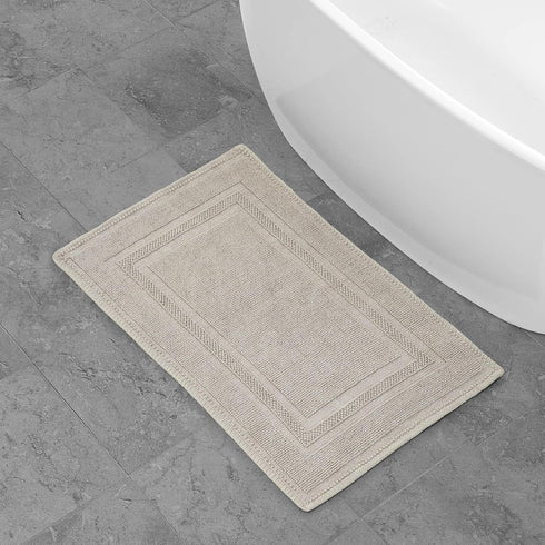 Jean Pierre Stonewash Racetrack Bath Rug - Cotton, Premium Bathroom Decor, Machine Washable, 21" x 34"