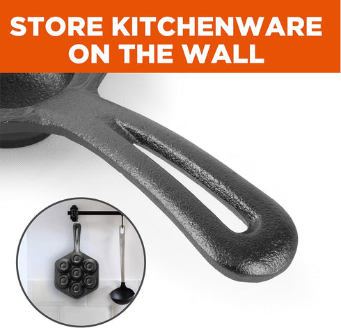 Commercial CHEF Cast Iron Danish Aebleskiver Pan, Preseasoned Cookware for Pancake Puffs, Makes 7 Pancake Balls