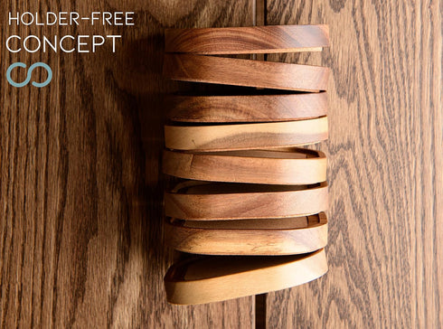 4.13 Inch, Set 6, S1EGAN Acacia Wood Coasters for Drinks, of Squircles Insulation and Absorbent Cork Stackable Cup