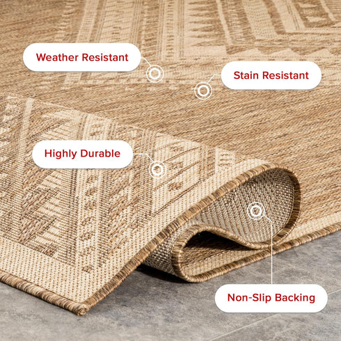 nuLOOM 2x3 Landry Aztec Indoor/Outdoor Accent Rug, Beige
