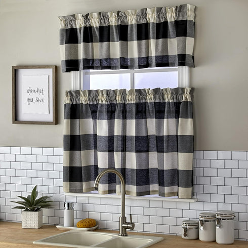 SKL Home Grandin Curtain Valance, Black/Natural, 58" x 13"