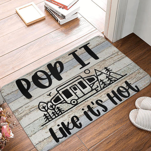 Welcome Mats for Front Door Outdoor Entry Pop It Like Its Hot Camper Camping Doormat Non Slip Mats Indoor Door Mats for Kitchen Bathroom Bedroom Living Rooom Decor 16x24 Inch by THIYOTA