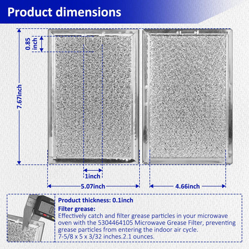 HASMX Microwave Grease Filter Replacement Part - for LG Models LMH2016SB, LMH2235ST, LMV1635SB, Aluminum Mesh Microwave
