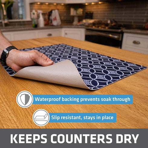 Drymate XL Dish Drying Mat, Oversized (19”x24”), Super Absorbent, Quick Dry Fabric, Waterproof & Slip-Resistant