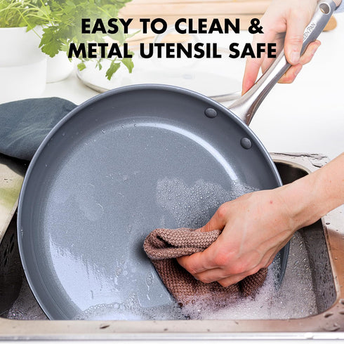 GreenPan Lima 8" Frying Pan Skillet, Ceramic Hard Anodized Nonstick, Gray, PFAS/PFOA-Free, Oven Safe
